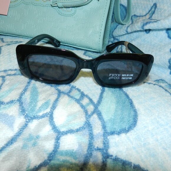 Frye and Co. Sunglasses Black Rectangular Frame UVA/UVB Protection🆕📦⌚🏃🏻💨⚡🚚 - Picture 3 of 16